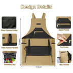 ZIOZERTT Garden Apron,Harvest Apron with Drawstring Bag and Pockets for Women and Men,Canvas Gardening Tool Belt, Gardening Gifts for Mom,Dad,Brown