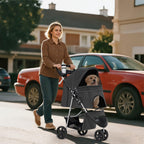 Pet Stroller for Small Dogs 10 lbs, Dog Stroller for Medium Dogs 30 lbs, Cat Strollers for 2 Cats, 3 Wheels Foldable Jogger Puppy Stroller with Storage Basket and Cup Holder, Carbon Black