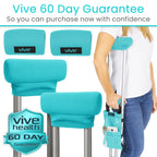 Vive Premium Crutch Pads, Bag, & Hand Grips (5 PCS) - Crutches for Adults Armpit Padding, Hand Grips, Accessories Pouch - Soft Tips Medical Padded Handles for Kids, Men, Women - Lightweight (Teal)