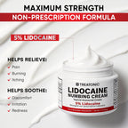 Treatonic 5% Lidocaine Numbing Cream: Lidocaine Cream Maximum Strength for Pain Relief, Itching, Burning, Soreness, Hemorrhoid - Fast Acting & Long Lasting Numbing - 2.1 oz (2-Pack)