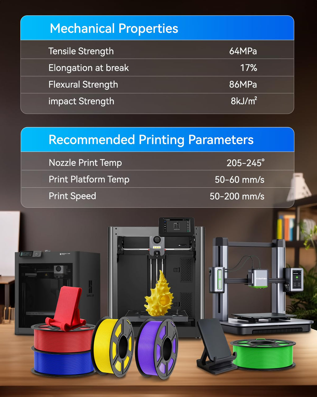 JAYO PLA+ Filament 1.75mm,3D Printer Filament PLA Plus Dimensional Accuracy +/- 0.02 mm, 1.1 Kg Per Spool, Black Pack of 4
