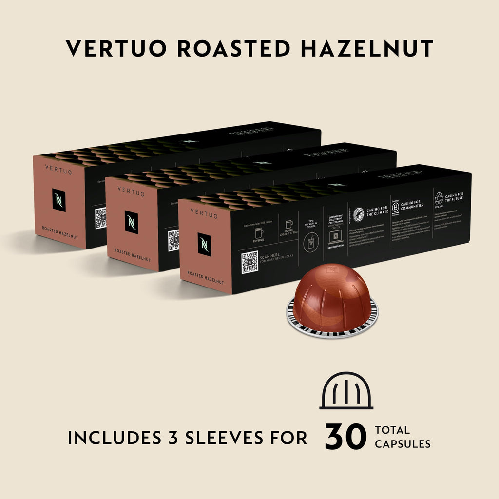Nespresso Vertuo, Roasted Hazelnut, Medium Roast, 30-Count Coffee Pods