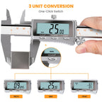 HARDELL Digital Caliper, Rechargeable Calipers with Backlight, Digital Caliper 12 Inch with All Metal Dial, Auto-Off Digital Micrometer, Inch/MM/Fraction for DIY/Household/3D-Printing