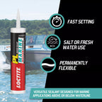 Loctite PL Marine Fast Cure Adhesive Sealants, Waterproof Construction Glue for Fiberglass, Vinyl, Glass & More - 10 fl oz Cartridge, Pack of 1