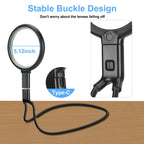 Neck Magnifier Hands Free with Light, 10X 5.2 Large Magnifying Glass with 36 LED Light, Flexible Gooseneck for Close Work Reading Sewing Senior (Black)