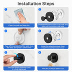SetSail Suction Cup Hooks for Shower 4 Packs Matte Black Towel Hooks for Bathrooms Wall Mounted Stainless Steel Bathroom Towel Hook for Shower Wall, Window Glass, No-Drill