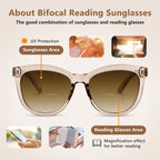 EASY READ Bifocal Reading Sunglasses for Women，Fashion Sun Readers UV400 Protection(Magnification 2.50, Brown)
