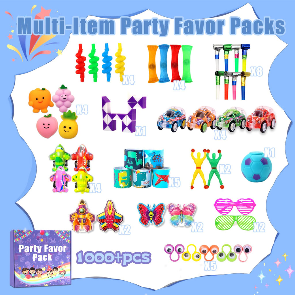 1000 Pcs Party Favors for Kids, Fidget Toys Bulk, Treasure Box Toys for Classroom Prizes, Goodie Bag Stuffers Pinata Fillers, Carnival Birthday Stocking Stuffers for Boys Girls, Prize Box Toy for Kids