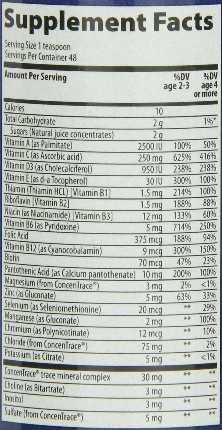 Trace Minerals Kid's Multi - Whole Body Health Supplement for Children - Easy-to-Drink Liquid Supplement with Essential Nutrients - Immune & Bone Health Support - Citrus Punch, 8 fl oz (48 Servings)