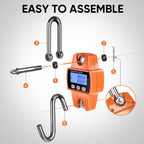 RoMech 660lb Digital Hanging Scale with Cast Aluminum Case, Handheld 300Kg Mini Crane Scale with Hooks for Farm Hunting Fishing Outdoor (Orange)