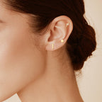 JIAYIQI 2 Pairs 14K Gold Plated Stud Earrings for Women, Minimalist 925 Sterling Silver, Hypoallergenic Small Bar and Dot Ear Studs for Multiple Piercings Jewelry