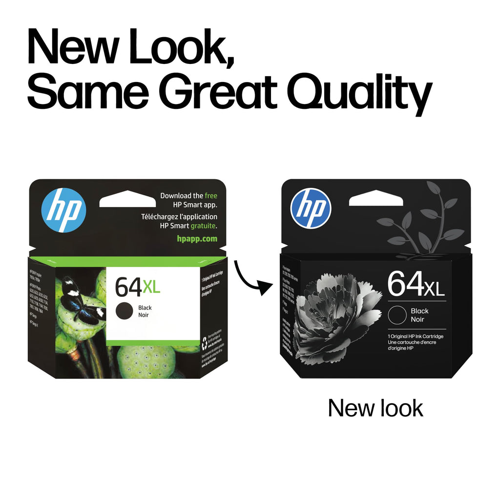 HP 64XL Black High-Yield Ink Cartridge | Works with Envy Inspire 7250e, 7950e; Envy Photo 6200, 7100, 7200, 7800, 7900; Tango Series | Eligible for Instant Ink | N9J92AN