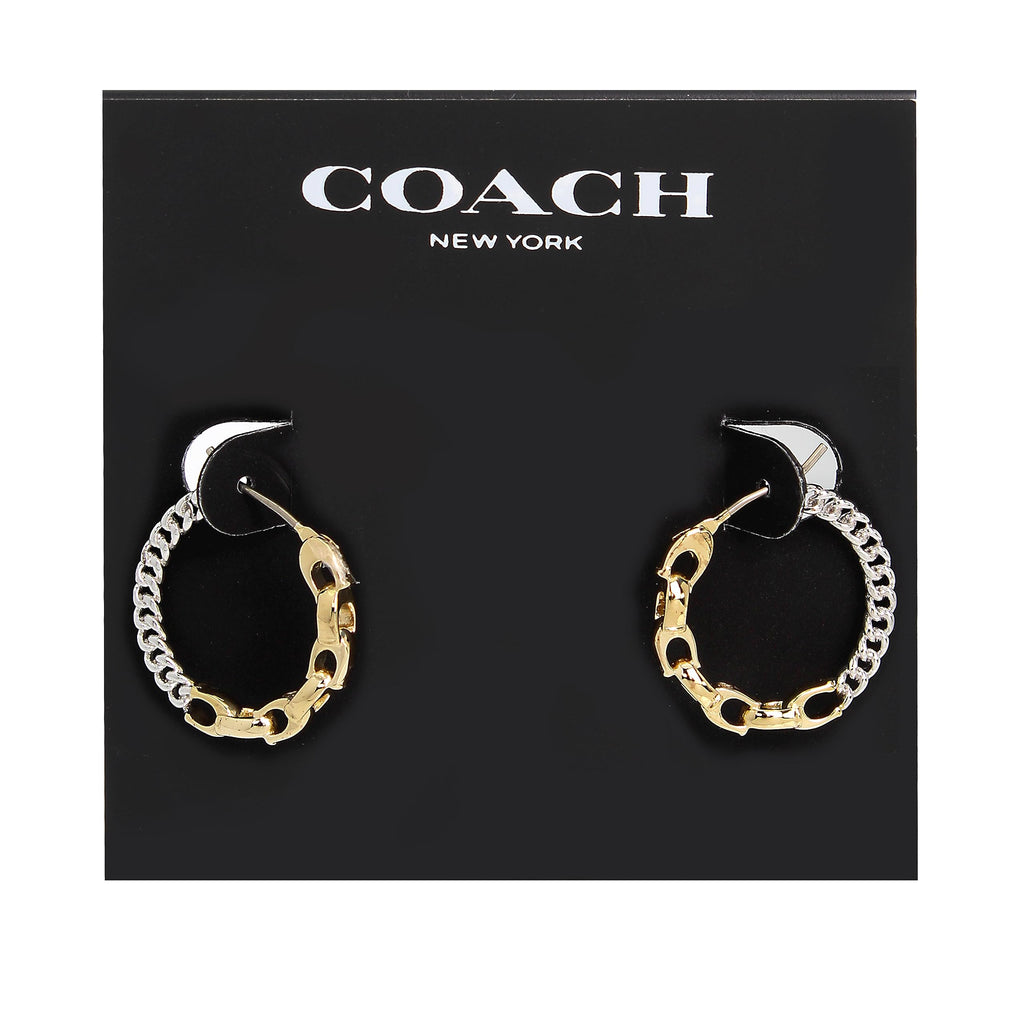 COACH Small Mixed Metal Hoop Earrings Two-Tone One Size