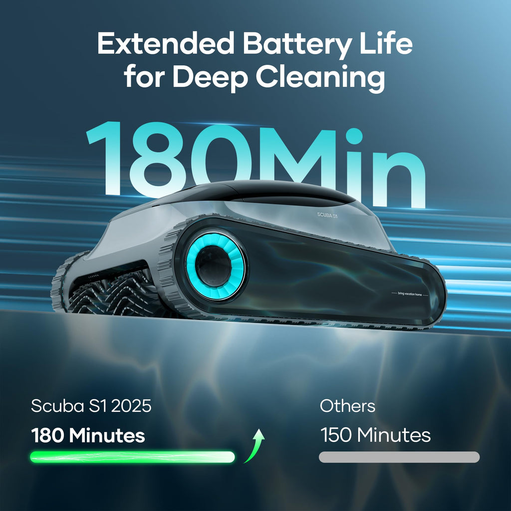 (2026 Upgrade) Aiper Scuba S1 Robotic Pool Cleaner, Wall & Waterline Cleaning, Double Filtration, Extended 180-Min Battery Life, Smart Navigation, App Support, OTA Upgrade