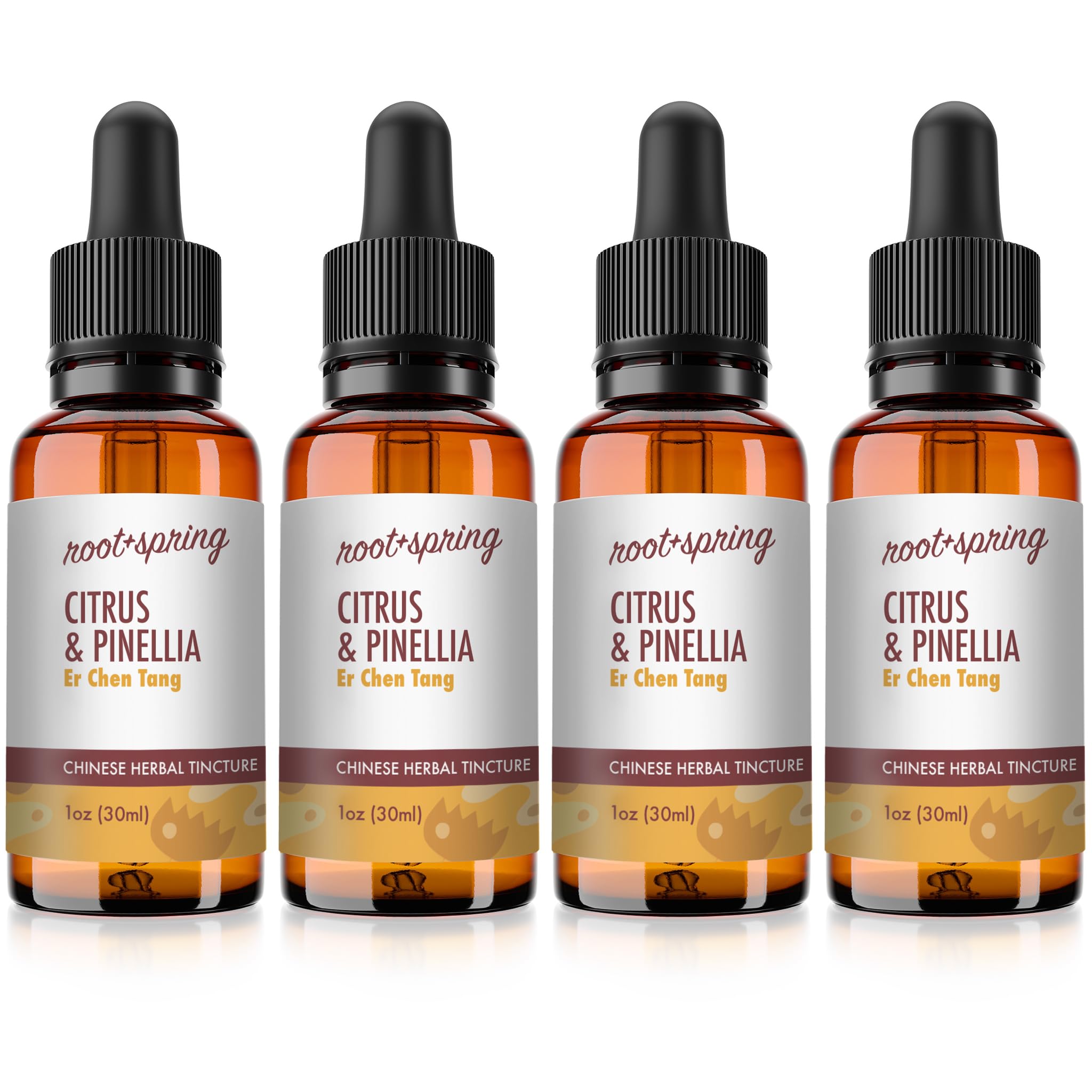 root + spring Citrus & Pinellia – Er Chen Tang – Er Chen Wan Herbal Tincture (Liquid Extract) - Concentrate with Dropper - Natural TCM Herb Blend Supplement 1 oz (Pack of 4)