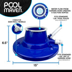 POOLMAVEN Heavy-Duty Pool Leaf Vacuum Head, Garden Hose Powered 15″ Cleaner with Large Mesh Bag for Inground and Above Ground Pools