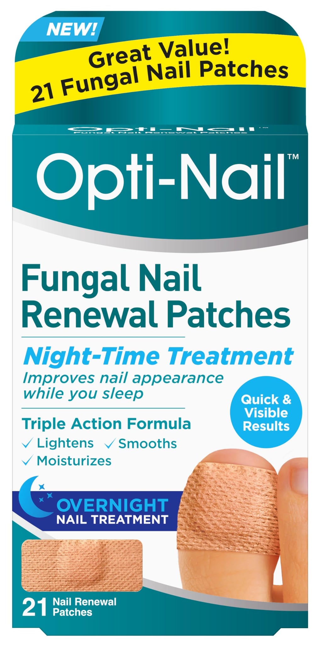Opti-Nail Renewal Patches - 21 Patches, Night-Time Regimen Improves Nail Appearance While You Sleep