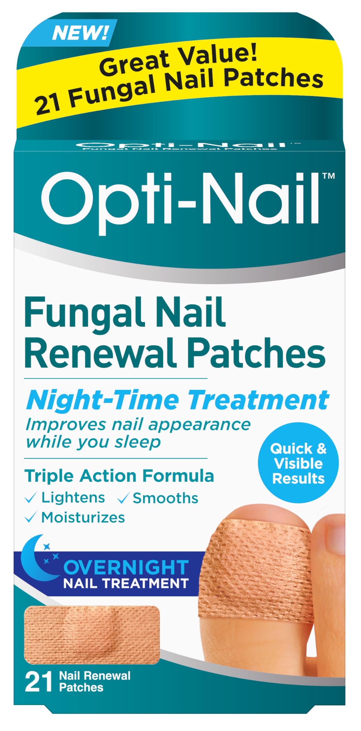 Opti-Nail Renewal Patches - 21 Patches, Night-Time Regimen Improves Nail Appearance While You Sleep