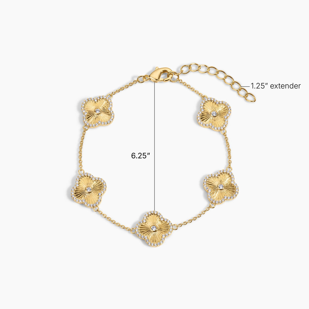Electric Picks Icon Bracelet for Women, 14k Gold Plated Clover Charm Chain Bracelet, Adjustable 6"–7.5", Stackable Everyday Jewelry, Minimalist Gold Bracelet Gift