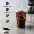 AOZITA 100 Pack - 24 oz Clear Plastic Cups with Lids and Straws, Sturdy & Food Safe Iced Coffee Cups with lids, Disposable Iced Coffee Cups for Cold Drinks