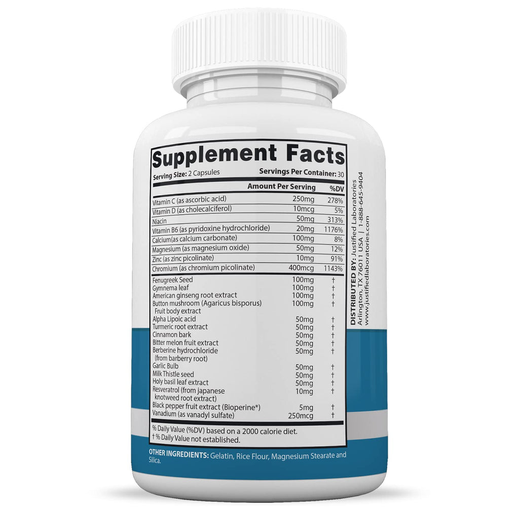 Justified Laboratories (5 Pack) Glucotrust Max 1295MG Formula Supplement Pills 300 Capsules