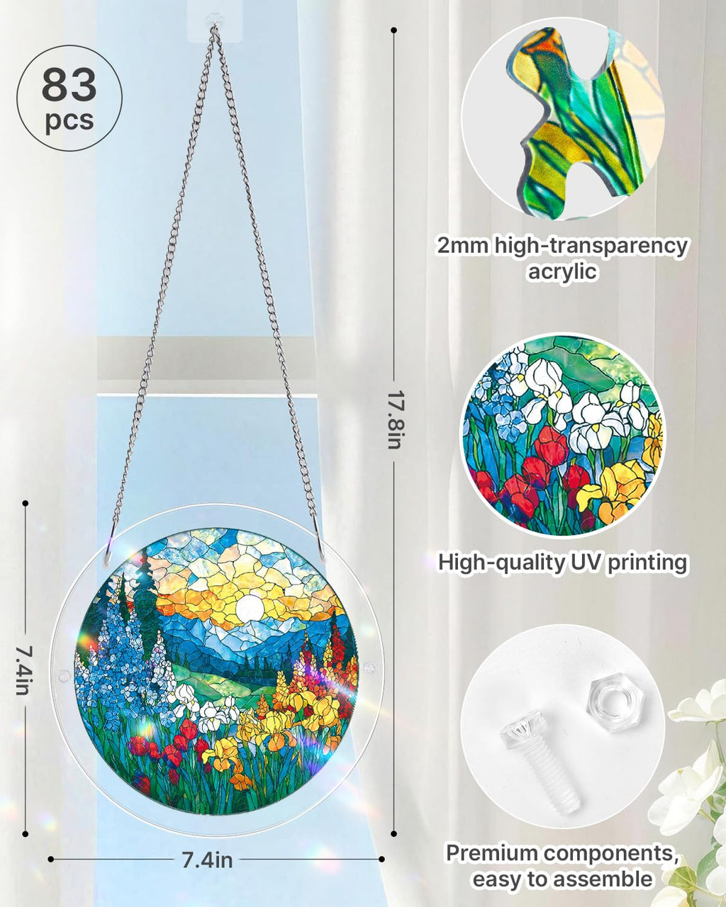 KaayeeWood Acrylic Suncatcher Puzzle, Dawn Blossom Sea-7.4 in