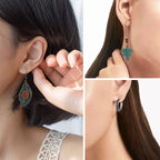 JMScape 45 Pairs Boho Vintage Drop Dangle Earrings Set for Women, Fashion Bohemian Earrings National Style Tassel Eardrop Hollow Bronze Waterdrop Leaf Jewelry for Valentine's Day Gifts