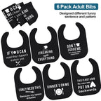 Eurzom 6 Pcs Adult Bibs for Women Men Washable Funny Adult Bibs Waterproof Clothing Protectors for Adults Elderly