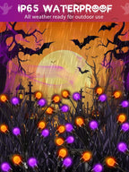 6 Pack Halloween Decorations Outdoor Solar Firefly Lights Orange Purple