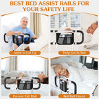 Bed Rails for Elderly Adults Safety - Extended Bed Assist Rail for Seniors - ASTM Approved Adjustable Bed Side Rails Handle Support Bar with Storage Bag & Fixing Strap, Fit King Queen Full Twin