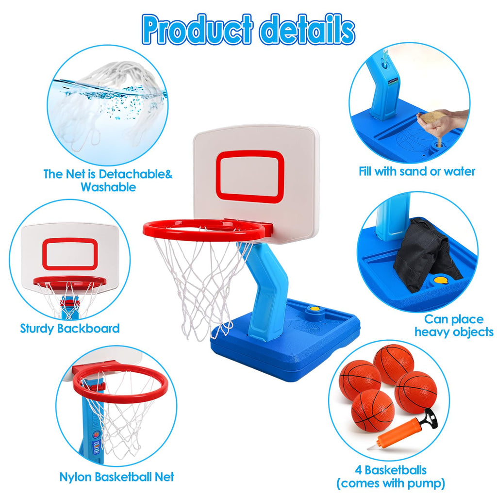 Toddler Basketball Hoop Set, Adjustable Kids Basketball Hoop for Boys Girls