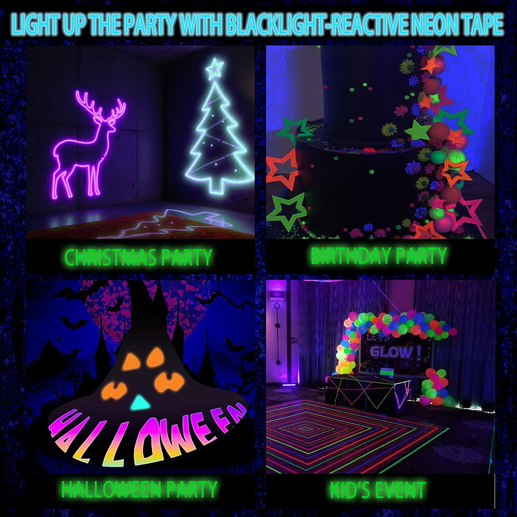 SWRT 6 Rolls (1 in x 33 Ft) Neon Gaffer Cloth Tape for Halloween Decor
