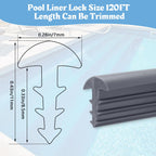 Earthtec 120ft Swimming Pool Beaded Liners 0.12in Pool Bead Lock Replacement Vinyl Beaded Liner for Above-Ground and In-Ground Swimming Pool - Gray