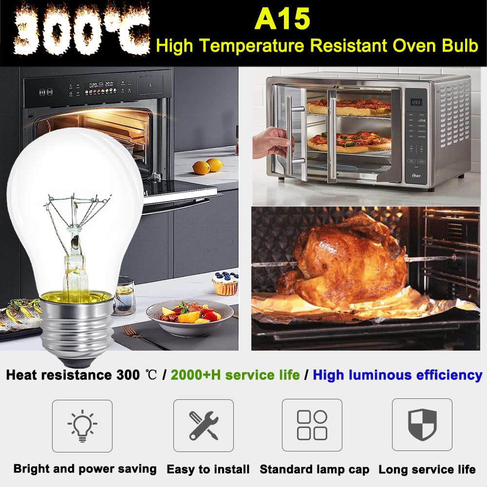 Lava Lamp Bulb 40W 4 Pack E26 Medium Base A15 Appliance Oven Light Bulb