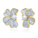 Cicy Bell Flower Stud Earrings for Women 18K Gold Plated 925 Sterling Silver Posts Cubic Zirconia Petal Statement Earrings Trendy Festival Vacation Jewelry Gifts