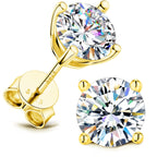 Lyniuoy Moissanite Studs Earrings For Women & Men 14K Gold Plated 925 Sterling Silver Hypoallergenic Flat Back Stud Earrings For Sensitive Ear Gifts For Girlfriend 6.5mm 1.0ct X2