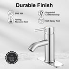 Bathroom Faucet Chrome Modern Bathroom Sink Faucet, Single Handle Faucet for Sink, Vanity, RV, Lavatory, Suitable for 1 or 3 Holes, with Supply Deck Plate and Hose