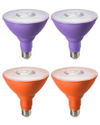 EDISHINE PAR38 Purple & Orange LED Flood Light Bulbs Outdoor, Dimmable LED Light Bulb, 18W(120W Equivalent), Outdoor Weatherproof Light Bulb, E26 Base, 4 Pack