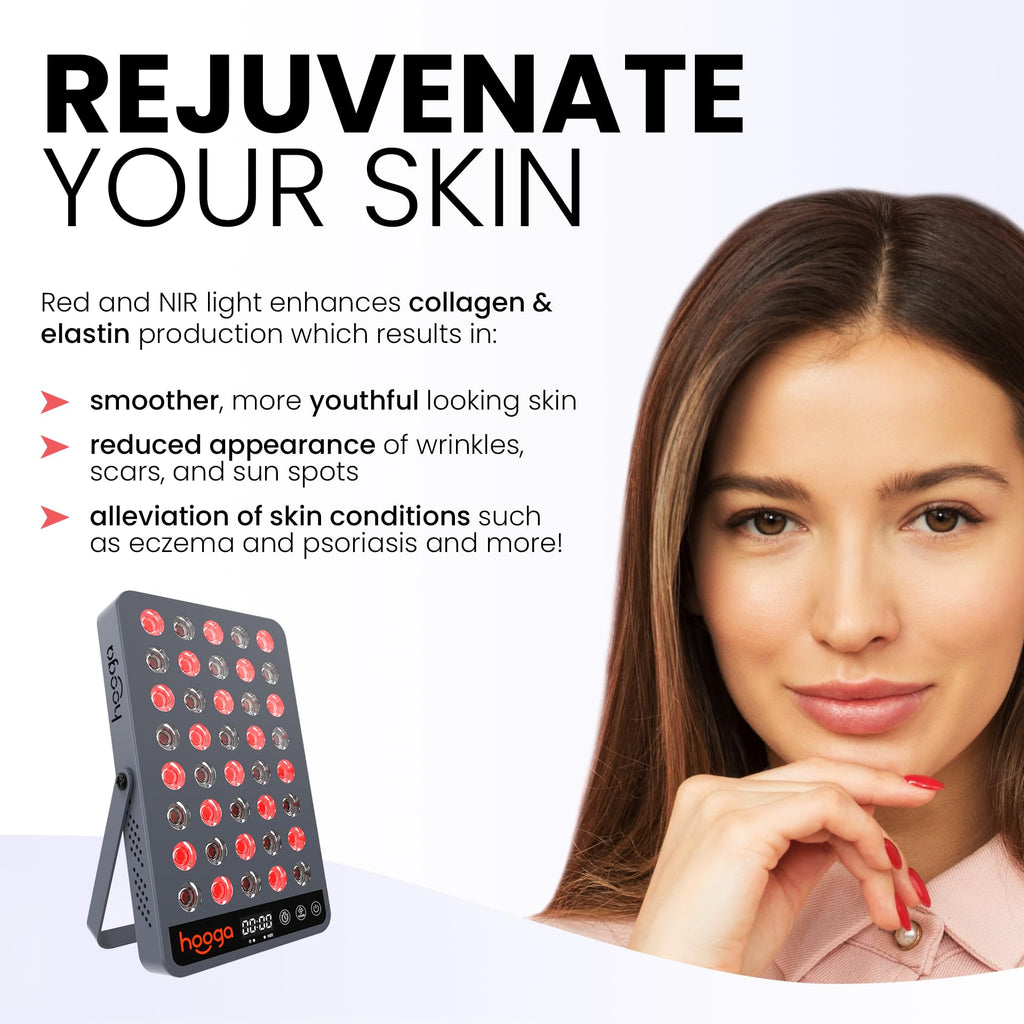 Hooga Red Light Therapy, 660nm 850nm Near Infrared Light Therapy with Timer, Built in Stand, Clinical Grade High Power Output for Skin Health, Pain Relief, Muscle Recovery, Performance. HG200