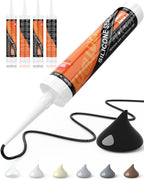 WELLUCK Black Silicone Caulk, 100% Waterproof Silicone Sealant Adhesive Caulking,for RV, Kitchen,Bathroom, Window, Door, Glass, Auto Leak Sealing 10.2FL.OZ/300ML（4 Pack）