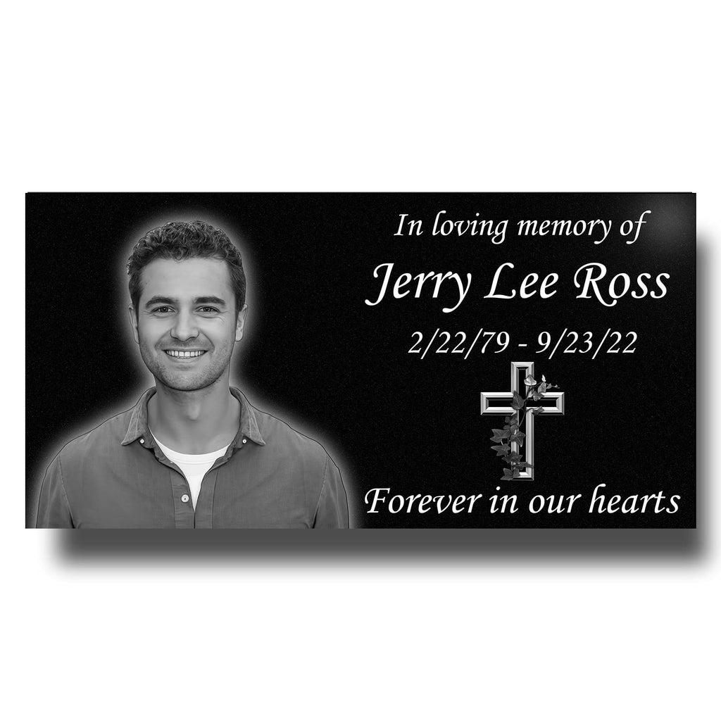 LIFTOMO Personalized Memorial Stones,headstones for Graves,Grave Markers for Cemetery for Humans,Black Granite Headstone,Grave Marker,Cemetery headstones,Outdoors Grave Plaques