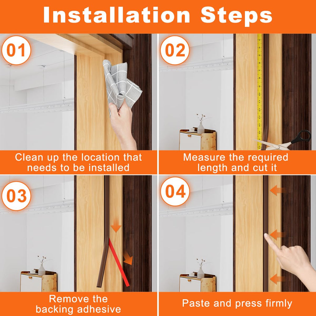 Brown Rubber Weather Stripping Door Seal Strip, D Shape Door Weather Seal Strip, Self-Adhesive Soundproofing Frame Insulation Tape for Doors Frame/Window Seal,Blocks Cold Drafts Noise