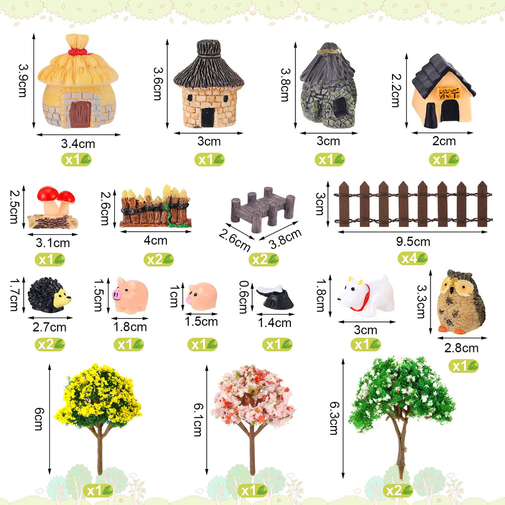 HIYZI 60 PCS Mini Fairy Garden Accessories Kit Miniature House Decor