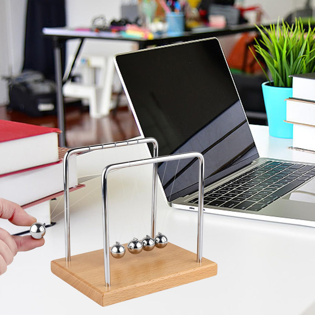 Smilesorg Newton's Cradle Balance Balls Fascinating Physics Gadget for Home and Office 5 Beads