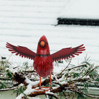 hogardeck Cardinal Garden Decor Outdoor Statues, Large Metal Red Bird Standing Yard Art, Lawn Sculptures Ornaments for Outside Patio Backyard, Holiday Sympathy Gifts for Grandma Mom