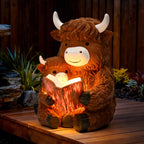 GIGALUMI Solar Highland Cow Decor Garden Statue, Cow Outdoor Ornament