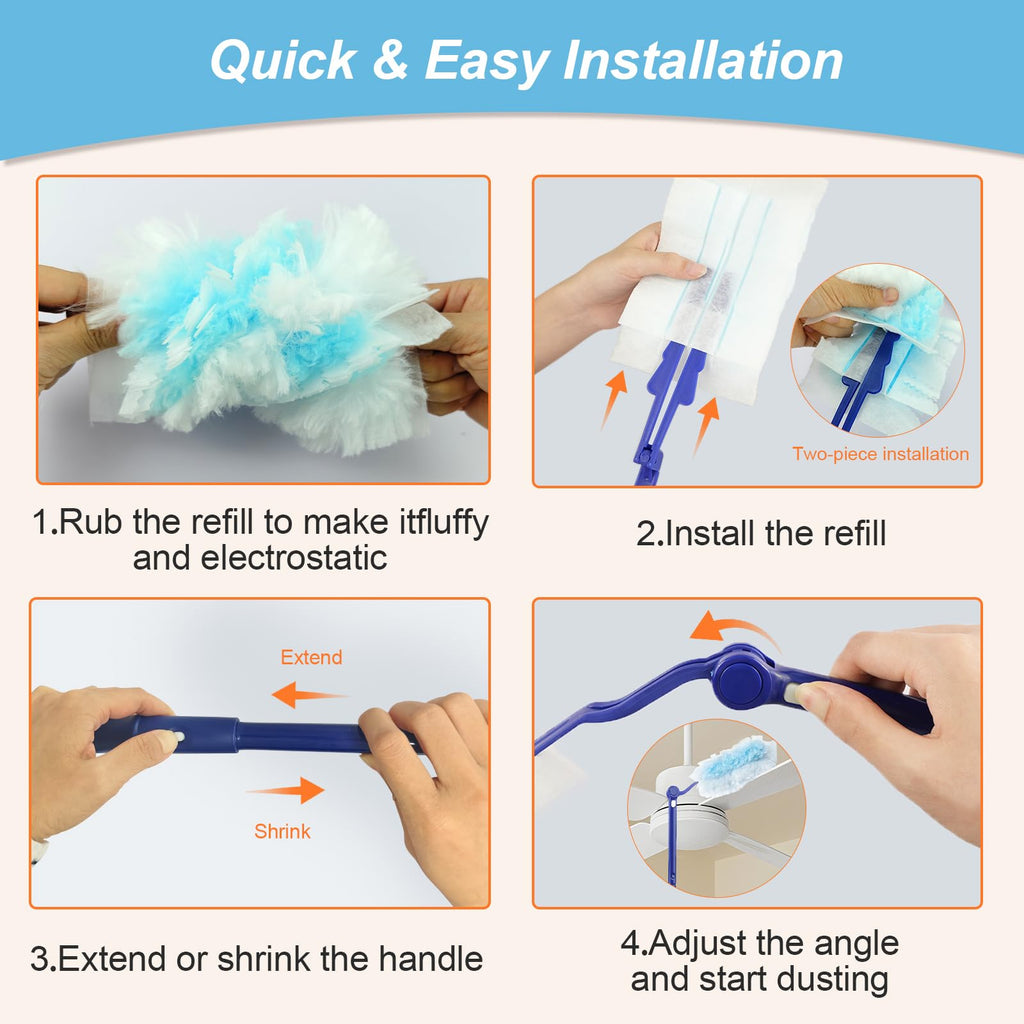 50 Count Duster Refills Compatible with Swiffer Duster