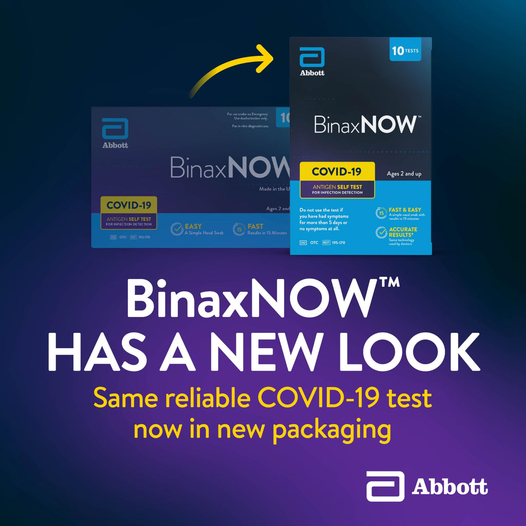 BinaxNOW COVID-19 Antigen Self Test, 1 Pack, 10 Tests Total, COVID Test With 15-Minute Results Without Sending to a Lab, Easy to Use at Home