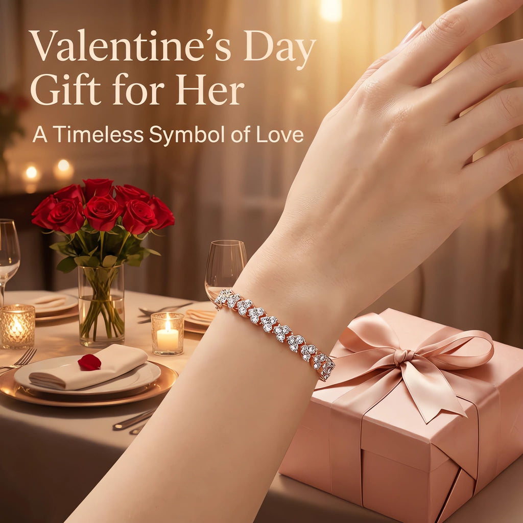 Lvseeman Rose Gold Tennis Bracelet for Women, Gold Plated Cubic ZirconiaTennis Bracelet with Secure Clasp, 7 Inch Stackable Minimalist Jewelry Gift for Her