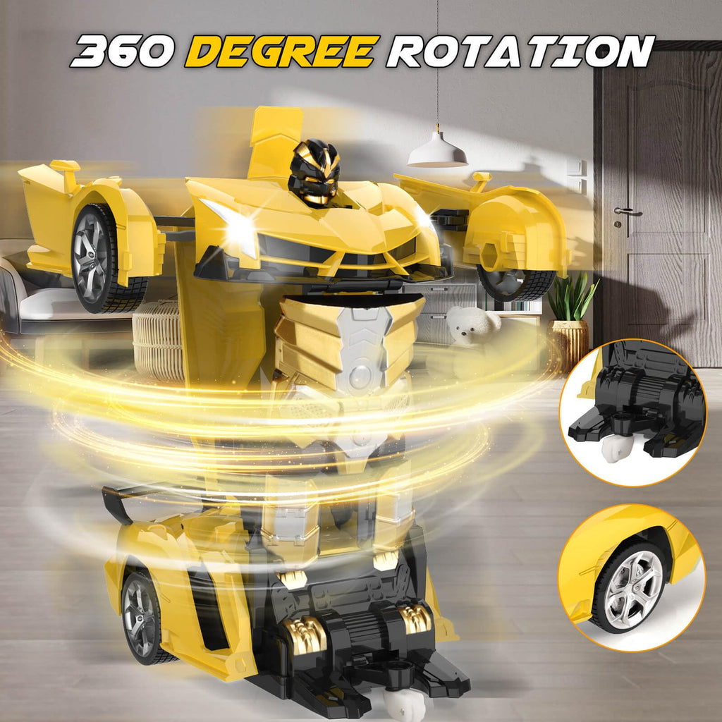 Britik Transform Remote Control Car Toys for Boys 4-6, Drift RC Car Yellow